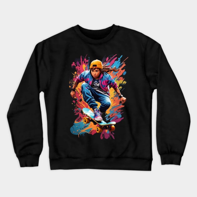 Salto Urbano: Aire y Estilo sobre Ruedas Crewneck Sweatshirt by LegnaArt